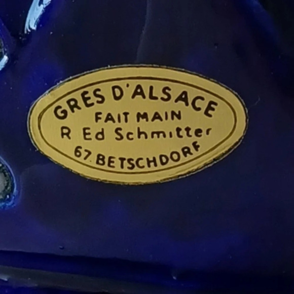 Betschdorf French Colbalt Blue Stoneware Pitcher - Picture 7 of 7